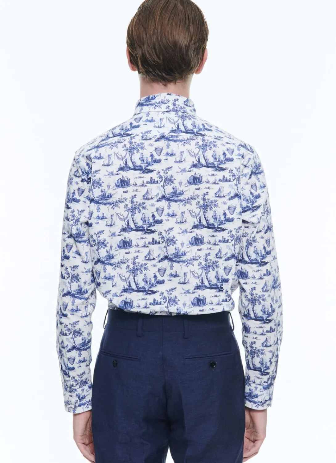 Fursac Toile De Jouy Printed Cotton Shirt Blue Toile De Jouy Print Discount