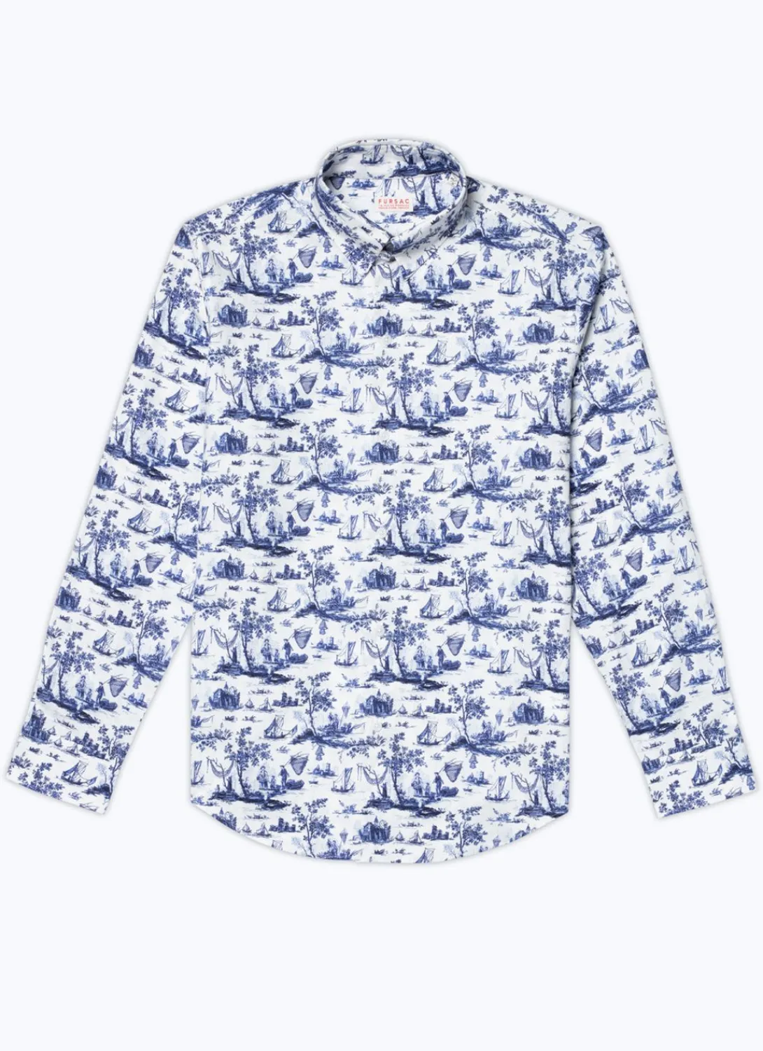 Fursac Toile De Jouy Printed Cotton Shirt Blue Toile De Jouy Print Discount