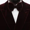 Fursac Velvet And Silk Bow Tie Burgundy Hot