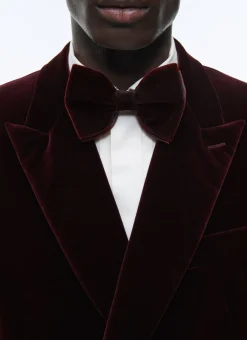 Fursac Velvet And Silk Bow Tie Burgundy Hot