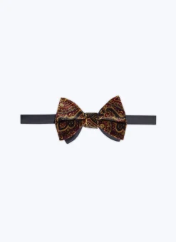 Fursac Velvet And Silk Bow Tie Brown - Paisley Print Store