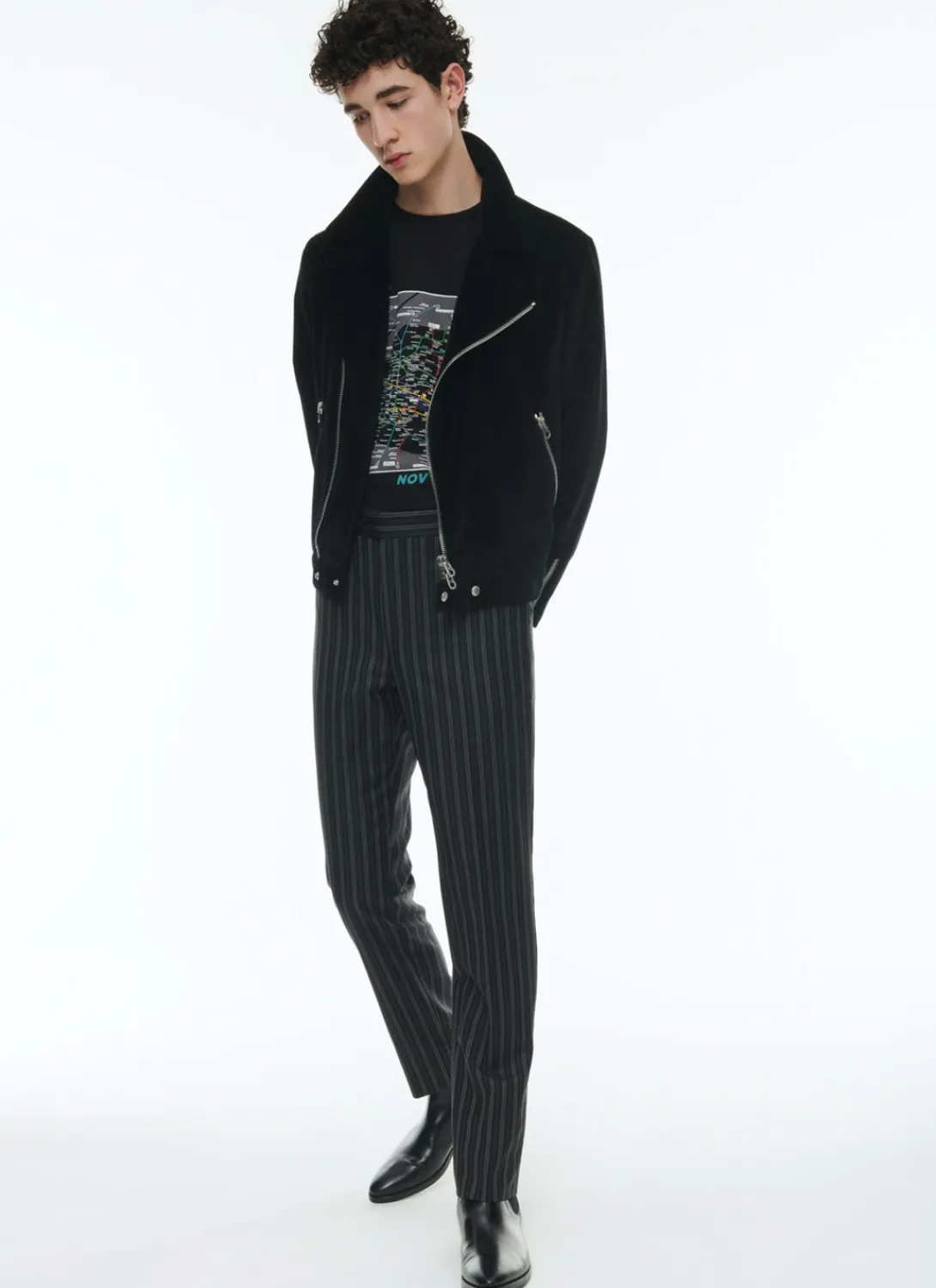 Fursac Velvet Biker Jacket Black Discount
