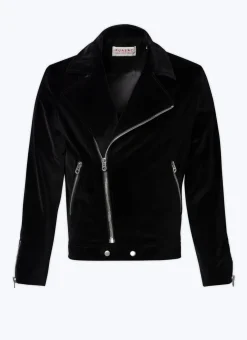 Fursac Velvet Biker Jacket Black Discount