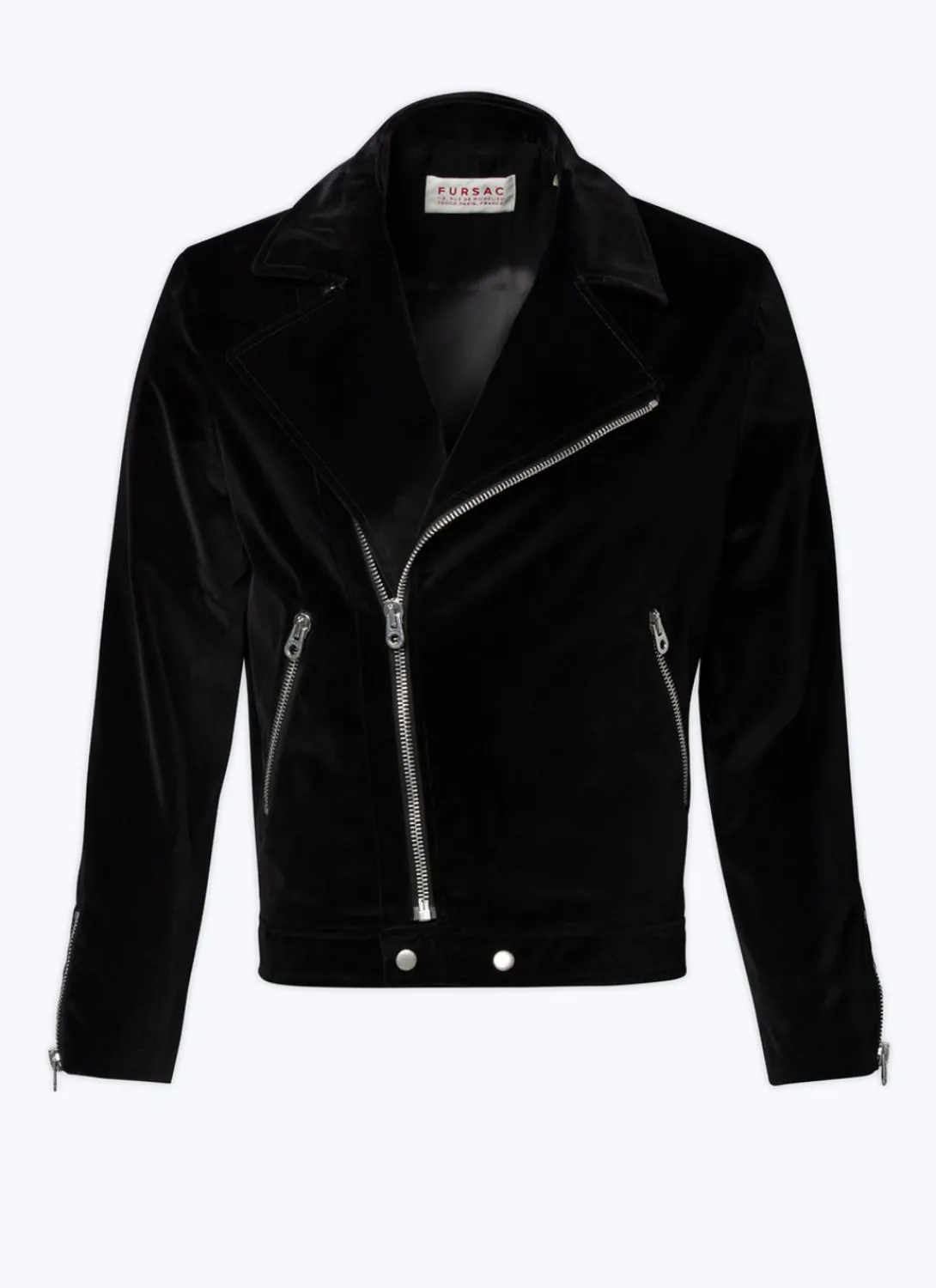 Fursac Velvet Biker Jacket Black Discount