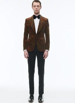 Fursac Velvet Fitted Tuxedo Brown - Paisley Print Best Sale