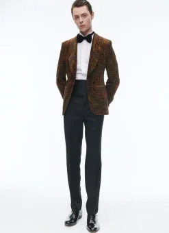 Fursac Velvet Fitted Tuxedo Brown - Paisley Print Best Sale