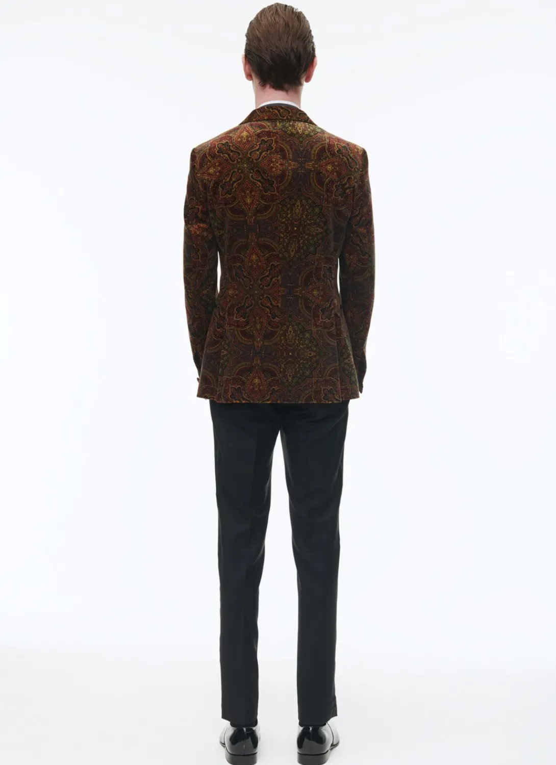 Fursac Velvet Fitted Tuxedo Brown - Paisley Print Best Sale