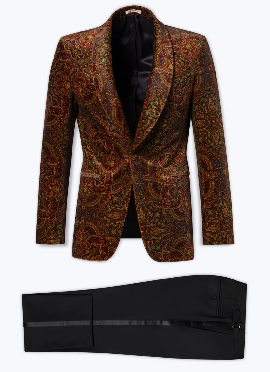 Fursac Velvet Fitted Tuxedo Brown - Paisley Print Best Sale
