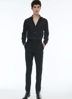 Fursac Velvet Polka Dots Shirt With A Swallow Collar Black Polka Dots Sale