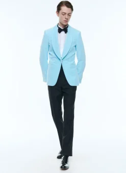 Fursac Velvet Shawl Collar Tuxedo Ice Blue New