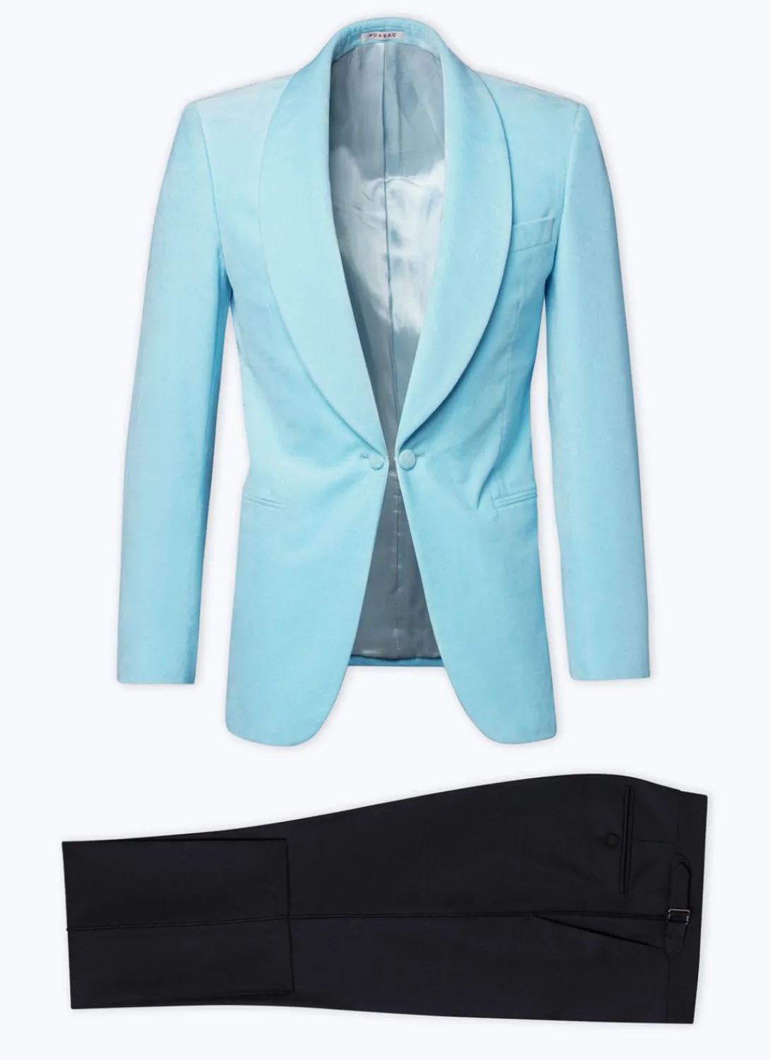 Fursac Velvet Shawl Collar Tuxedo Ice Blue New