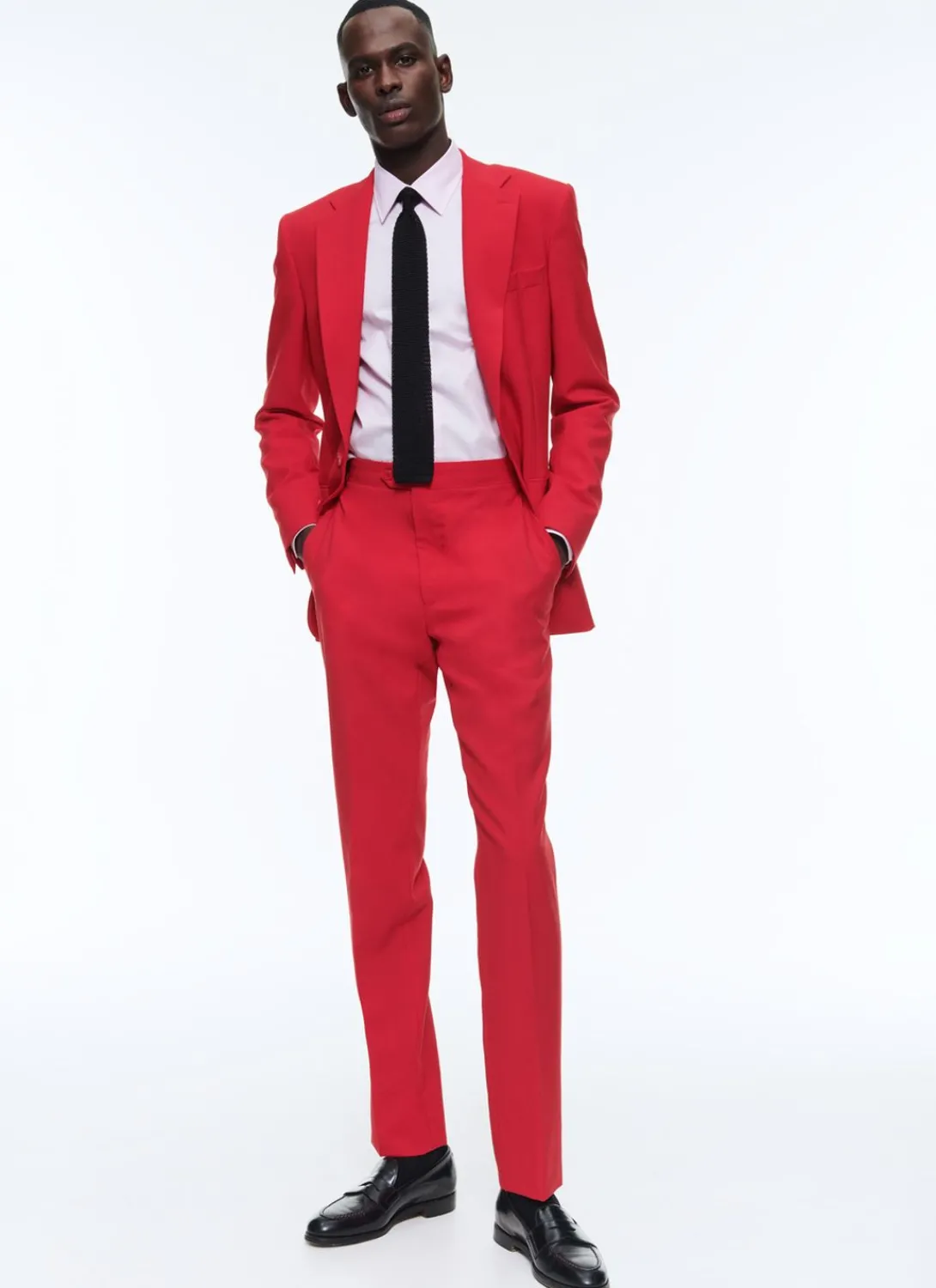 Fursac Virgin Wool Canvas Fitted Suit Red Flash Sale