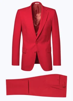 Fursac Virgin Wool Canvas Fitted Suit Red Flash Sale