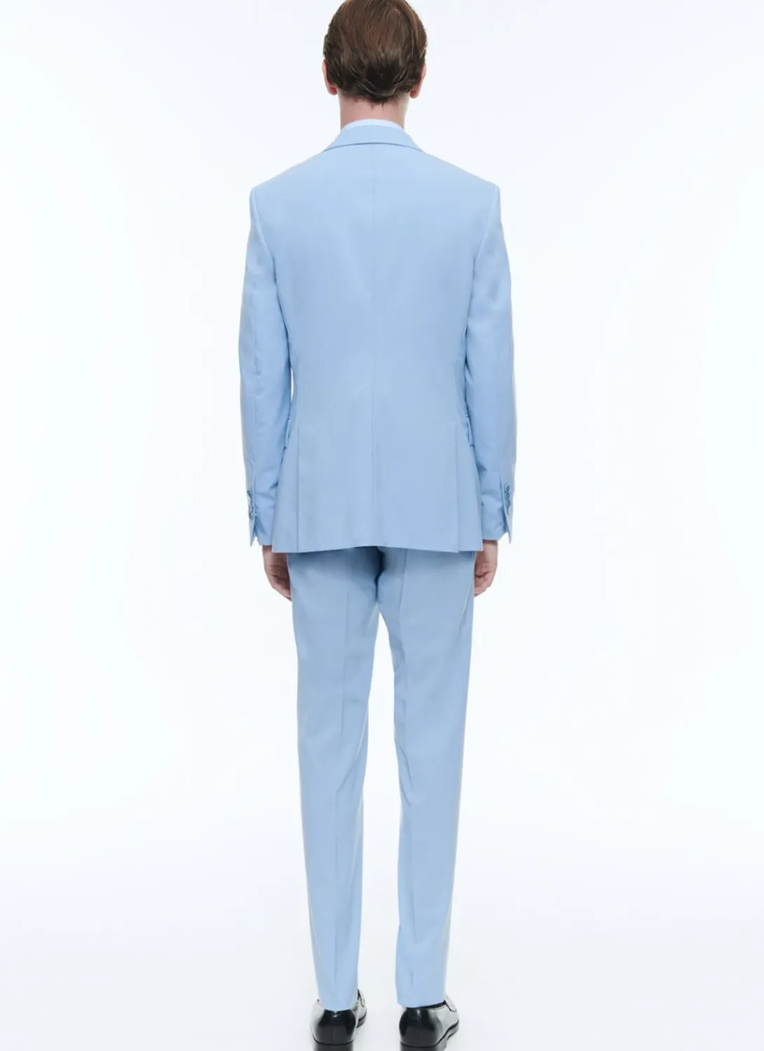 Fursac Virgin Wool Canvas Fitted Suit Sky Blue New