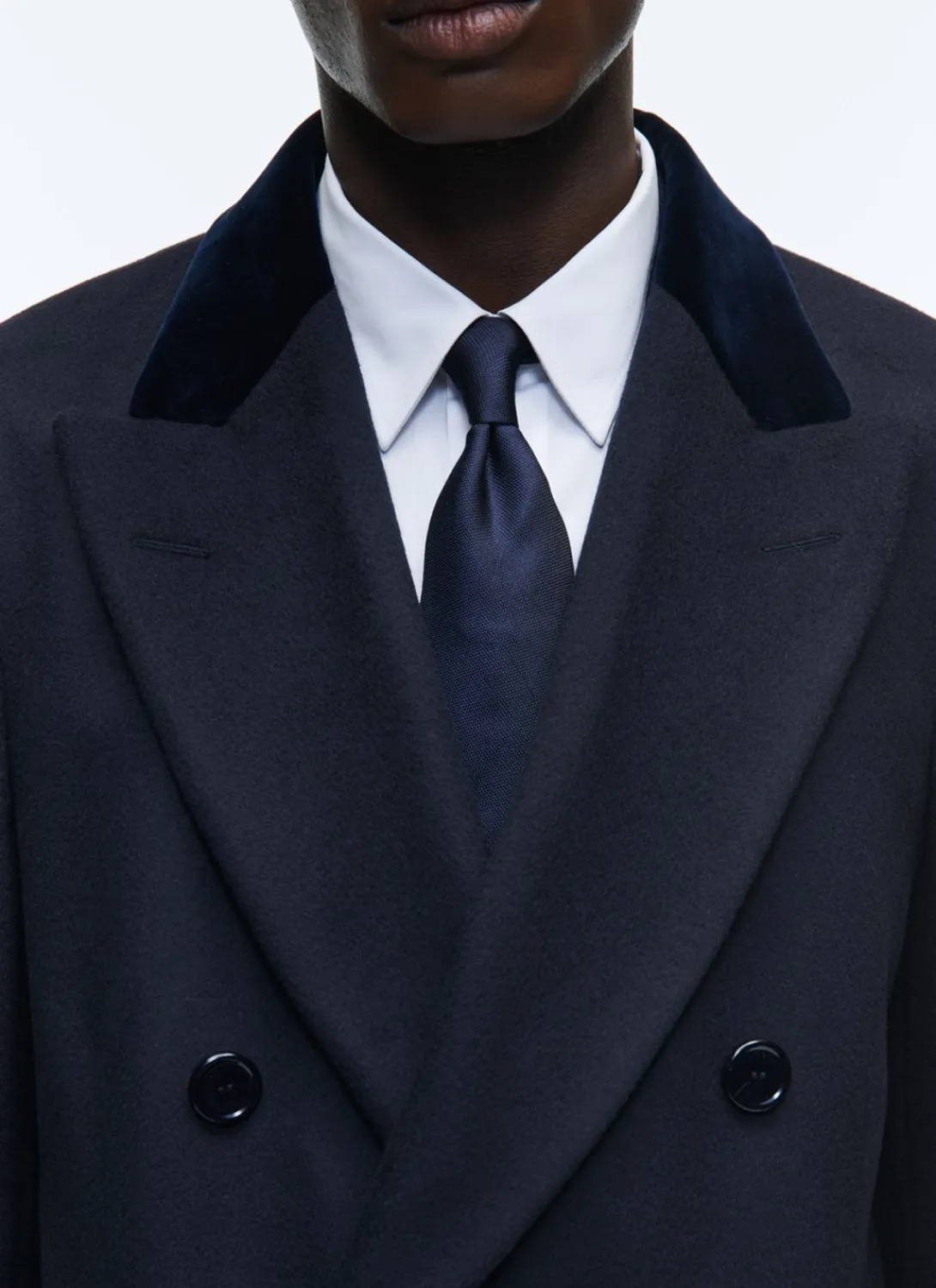 Fursac Virgin Wool Double-Breasted Coat Navy Blue Discount