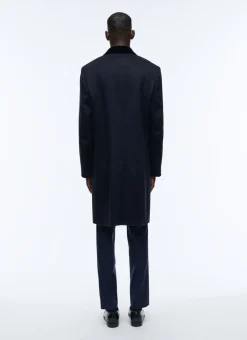 Fursac Virgin Wool Double-Breasted Coat Navy Blue Discount