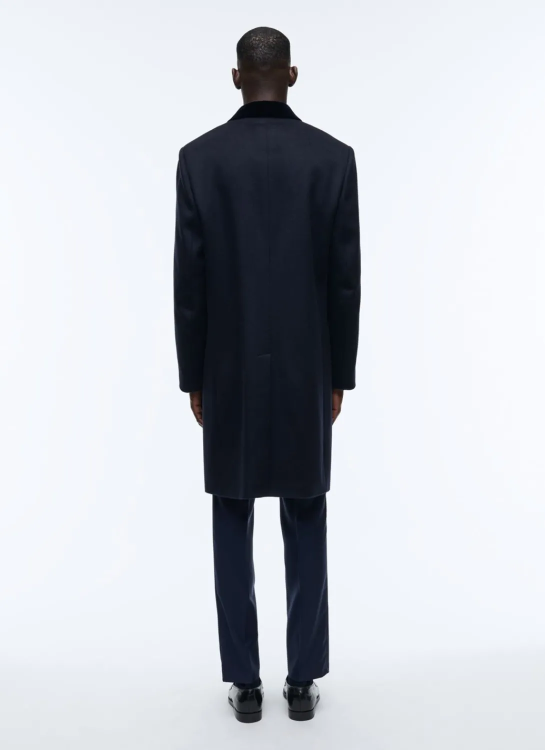 Fursac Virgin Wool Double-Breasted Coat Navy Blue Discount