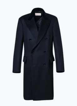 Fursac Virgin Wool Double-Breasted Coat Navy Blue Discount