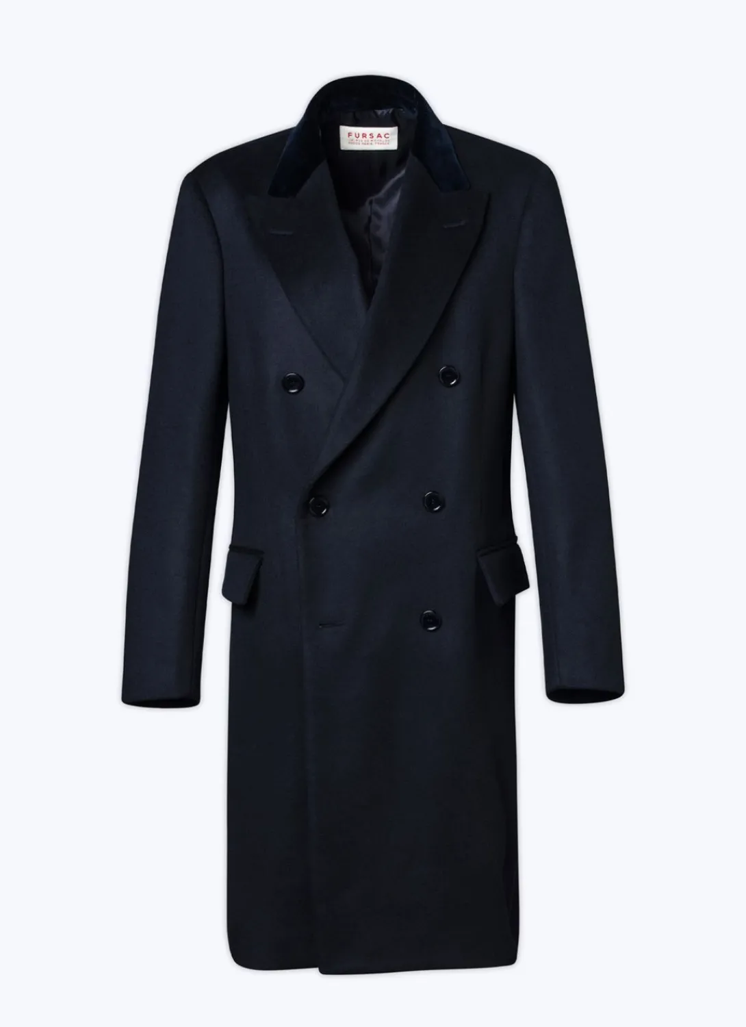 Fursac Virgin Wool Double-Breasted Coat Navy Blue Discount