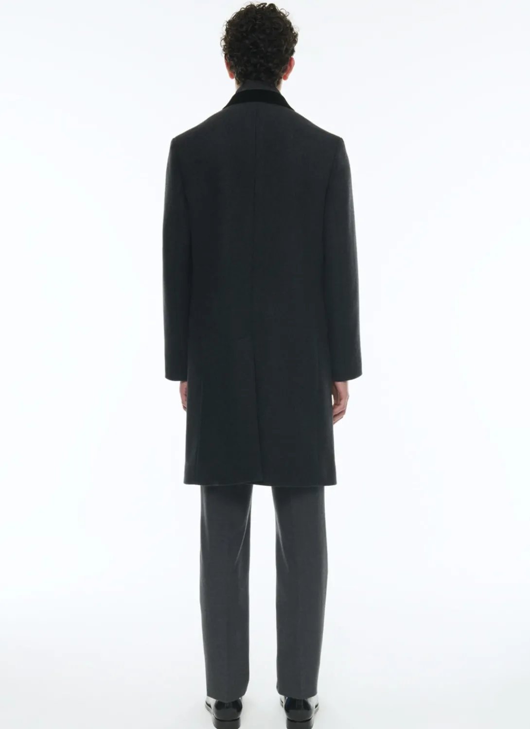 Fursac Virgin Wool Double-Breasted Coat Charcoal Grey Cheap