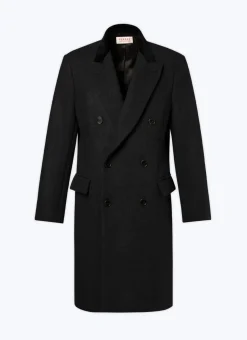 Fursac Virgin Wool Double-Breasted Coat Charcoal Grey Cheap