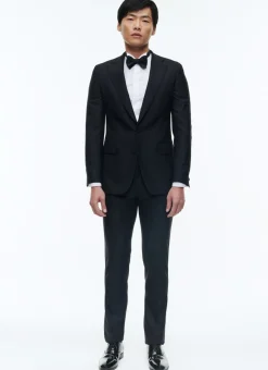 Fursac Virgin Wool Faille Fitted Tuxedo Navy Blue Discount