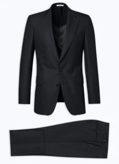 Fursac Virgin Wool Faille Fitted Tuxedo Navy Blue Discount