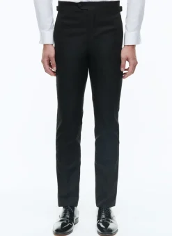Fursac Virgin Wool Faille Tuxedo Trousers Black Hot