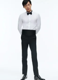 Fursac Virgin Wool Faille Tuxedo Trousers Black Hot