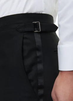 Fursac Virgin Wool Faille Tuxedo Trousers Black Hot