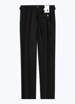 Fursac Virgin Wool Faille Tuxedo Trousers Black Hot