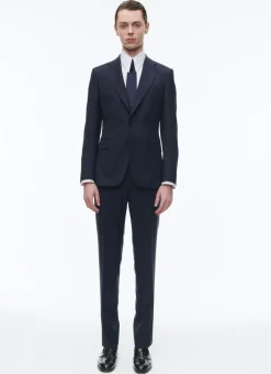 Fursac Virgin Wool Fitted Suit Navy Blue - Stripes Shop