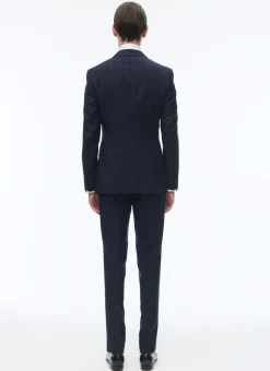 Fursac Virgin Wool Fitted Suit Navy Blue - Stripes Shop
