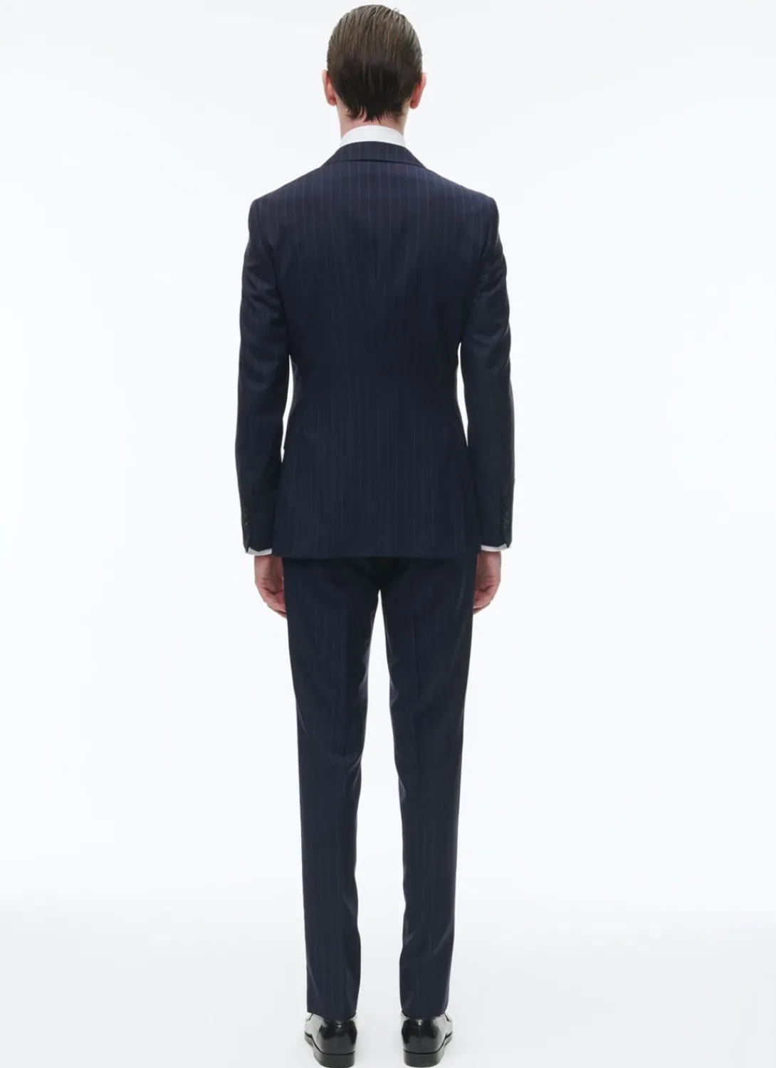Fursac Virgin Wool Fitted Suit Navy Blue - Stripes Shop