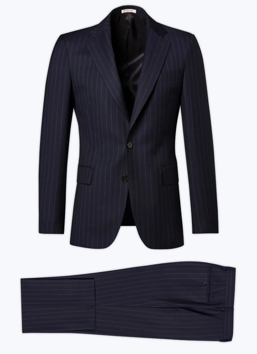 Fursac Virgin Wool Fitted Suit Navy Blue - Stripes Shop