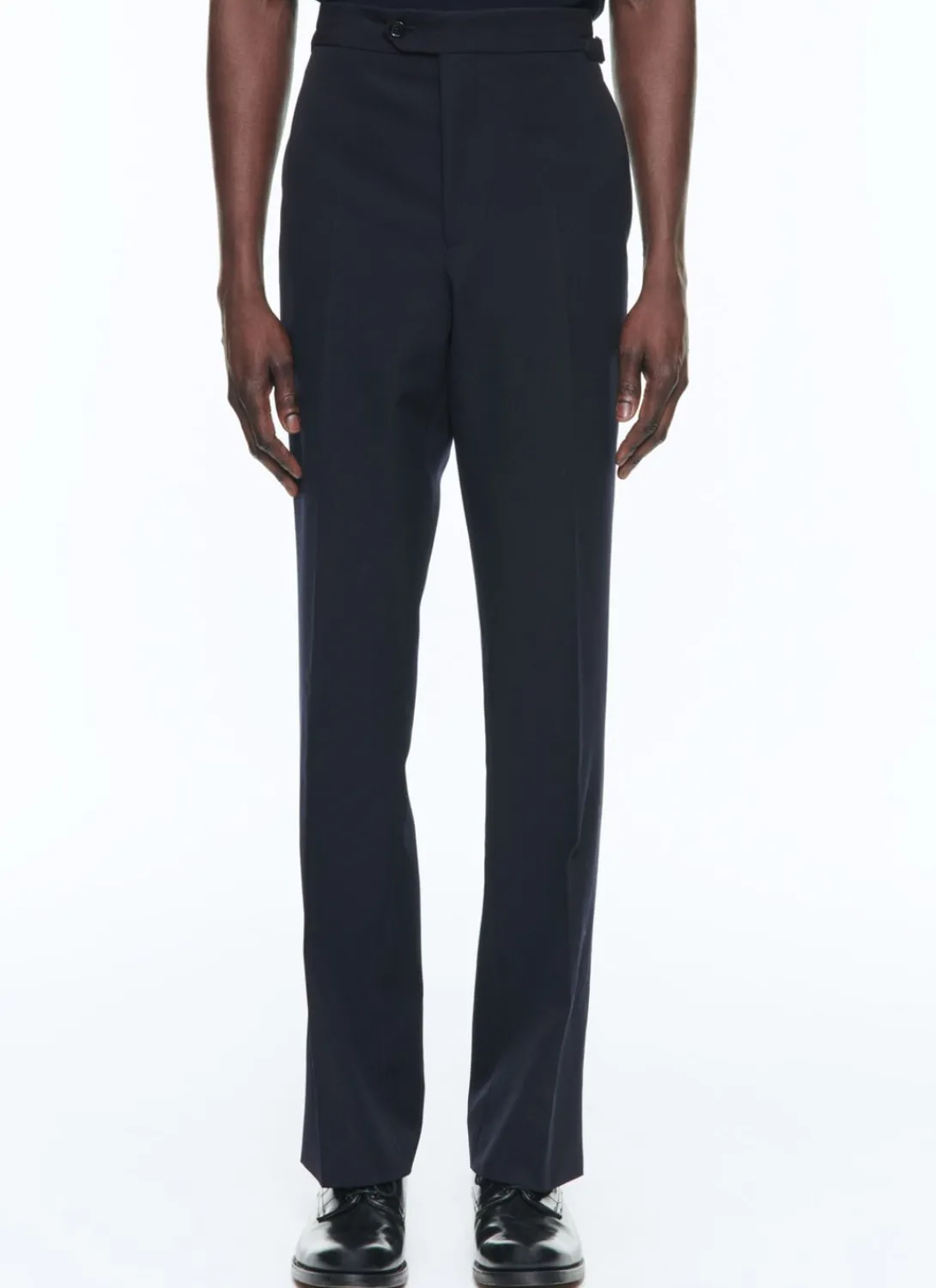 Fursac Virgin Wool Fitted Trousers Navy Blue Store