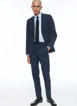 Fursac Virgin Wool Large Suit Blue - Prince Of Wales Pattern Cheap