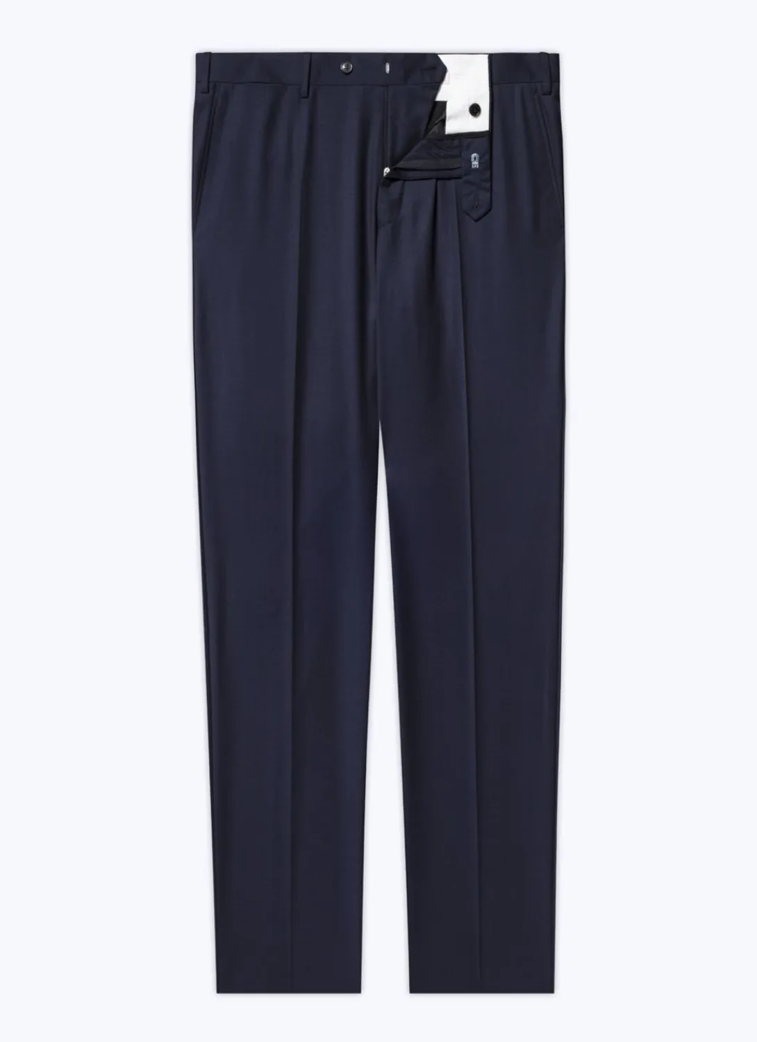 Fursac Virgin Wool Serge Large Trousers Navy Blue Shop