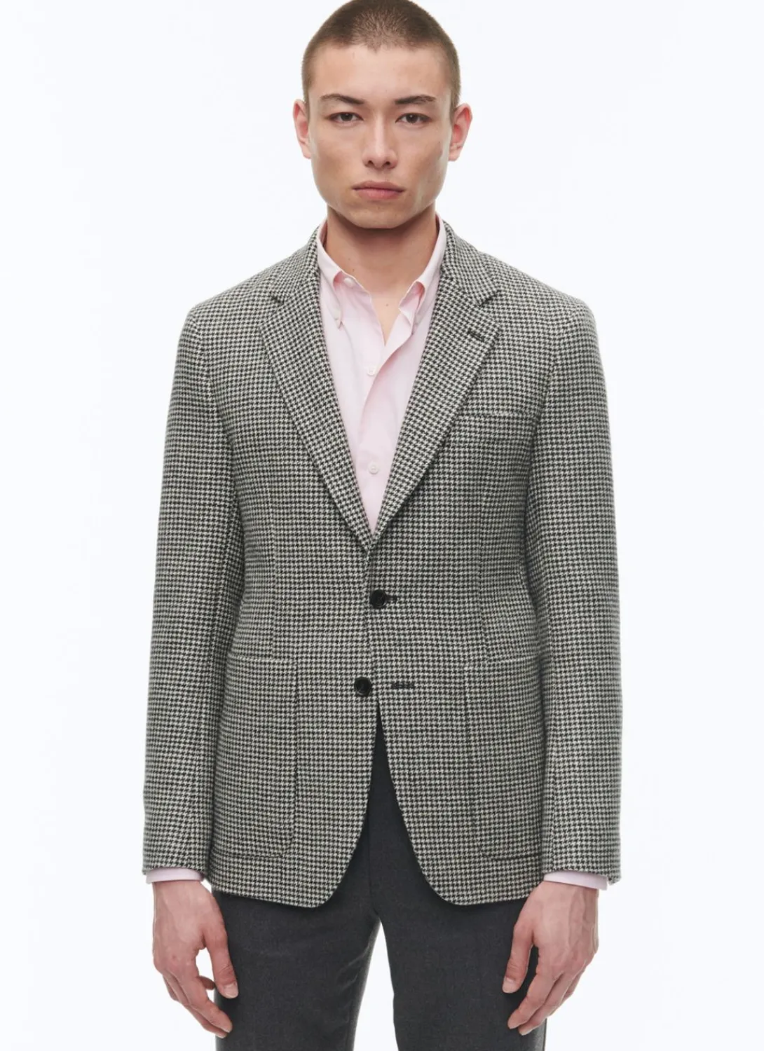 Fursac Virgin Wool Straight Jacket Black And White Houndstooth Hot