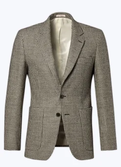 Fursac Virgin Wool Straight Jacket Black And White Houndstooth Hot