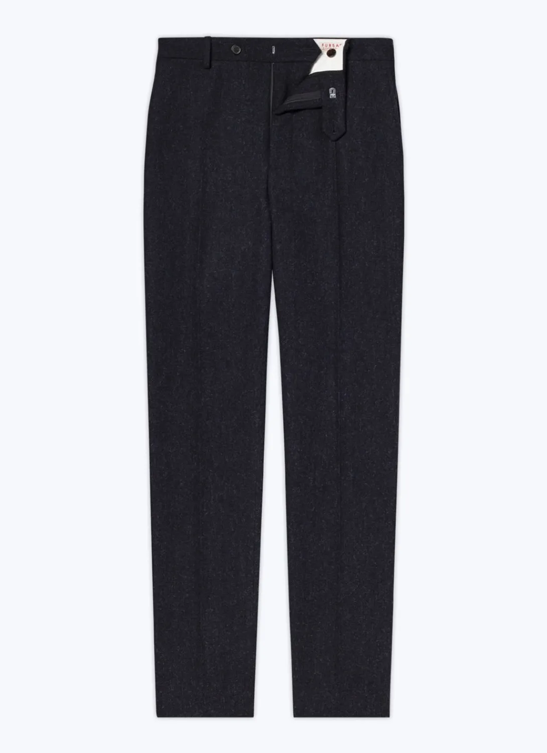 Fursac Virgin Wool Tweed Fitted Trousers Navy Blue Discount