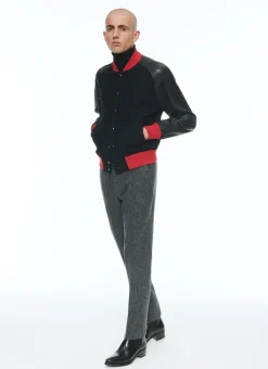 Fursac Virgin Wool Tweed Fitted Trousers Grey Cheap