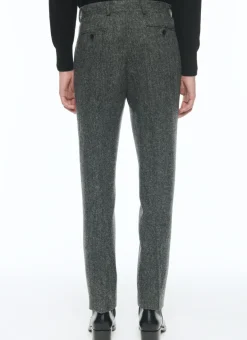 Fursac Virgin Wool Tweed Fitted Trousers Grey Cheap