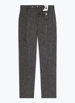 Fursac Virgin Wool Tweed Fitted Trousers Grey Cheap