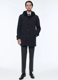 Fursac Water-Repellent Canvas Parka Navy Blue Discount