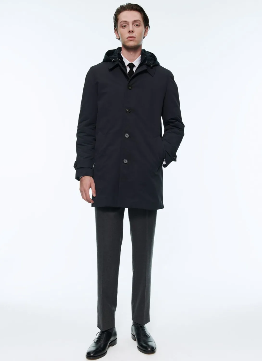 Fursac Water-Repellent Canvas Parka Navy Blue Discount