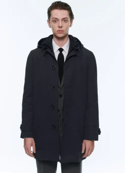 Fursac Water-Repellent Canvas Parka Navy Blue Discount