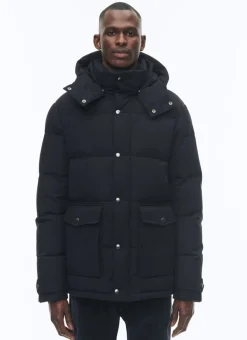 Fursac Water-Repellent Down Jacket With Hood Navy Blue Shop