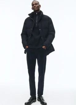 Fursac Water-Repellent Down Jacket With Hood Navy Blue Shop