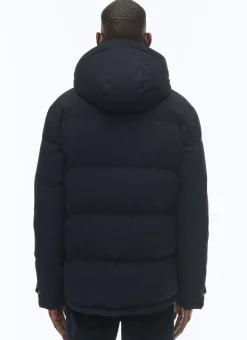 Fursac Water-Repellent Down Jacket With Hood Navy Blue Shop